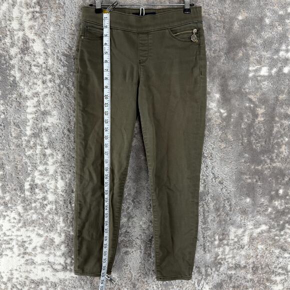 Tommy Hilfiger Size 4 Gramercy Ankle Stretch Casual Pants Olive Green Pull On - Picture 2 of 10